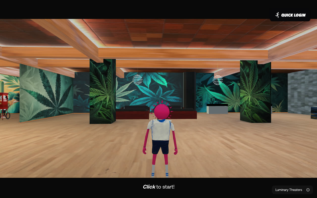 Luminary Cinemas website homepage screenshot — 3D Virtual Theater